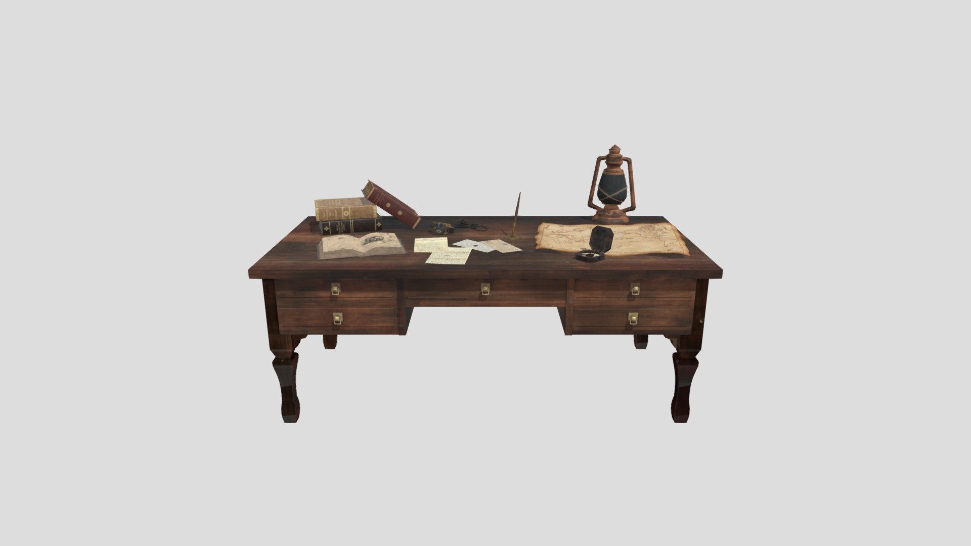 Old Desk with books and maps
