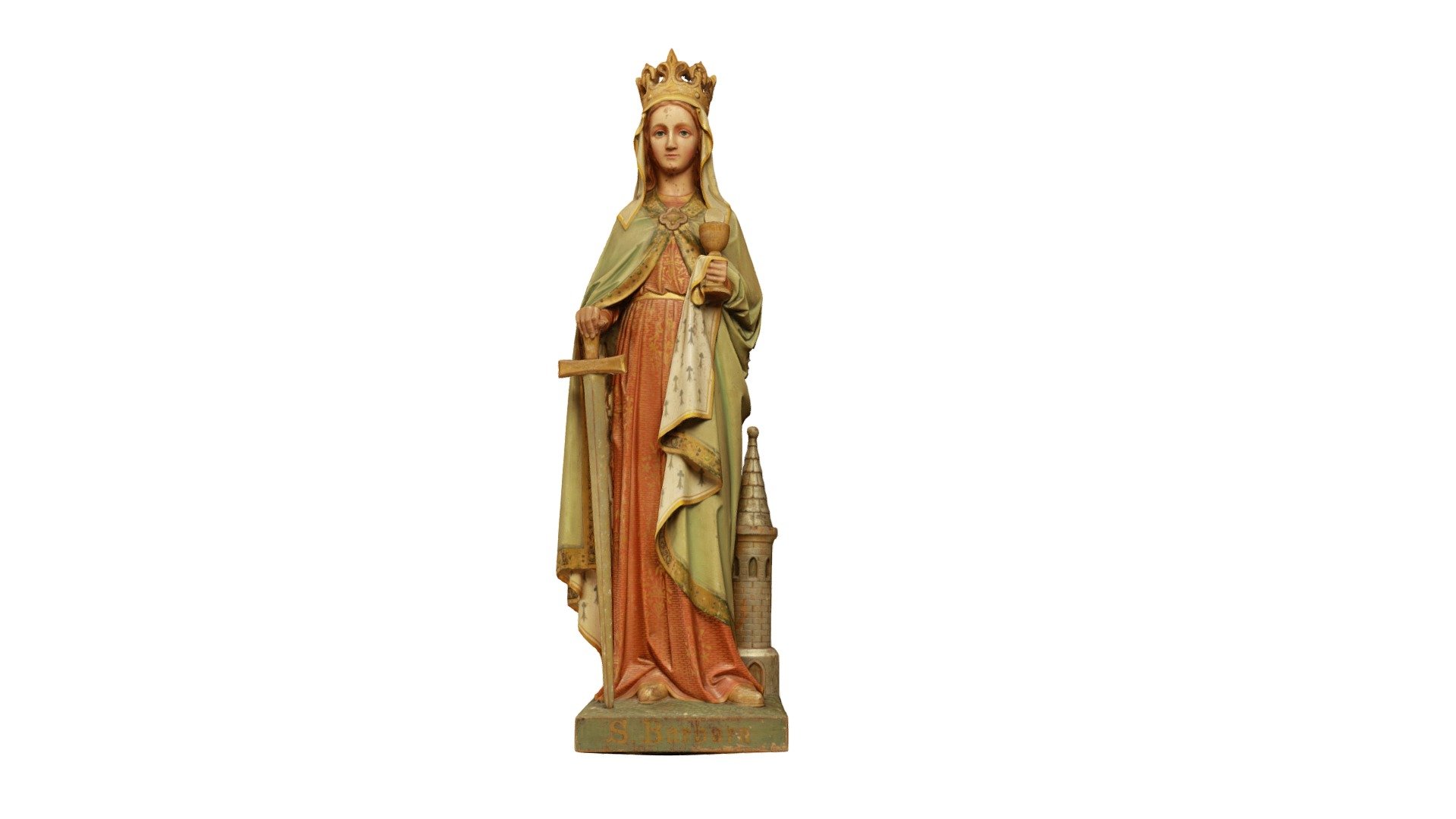 Houten beeld Barbara