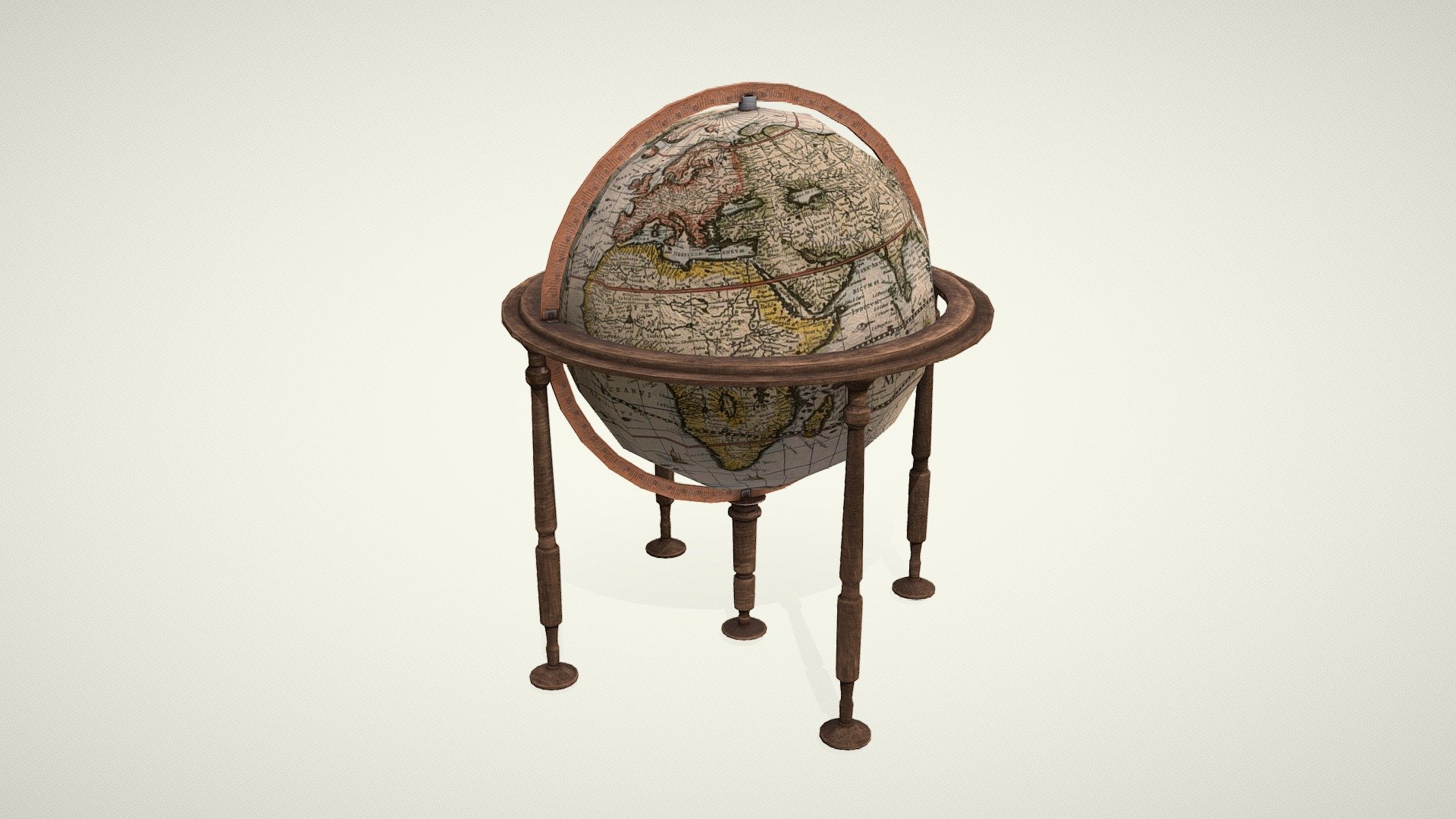 Globe on a wooden stand in Victorian style