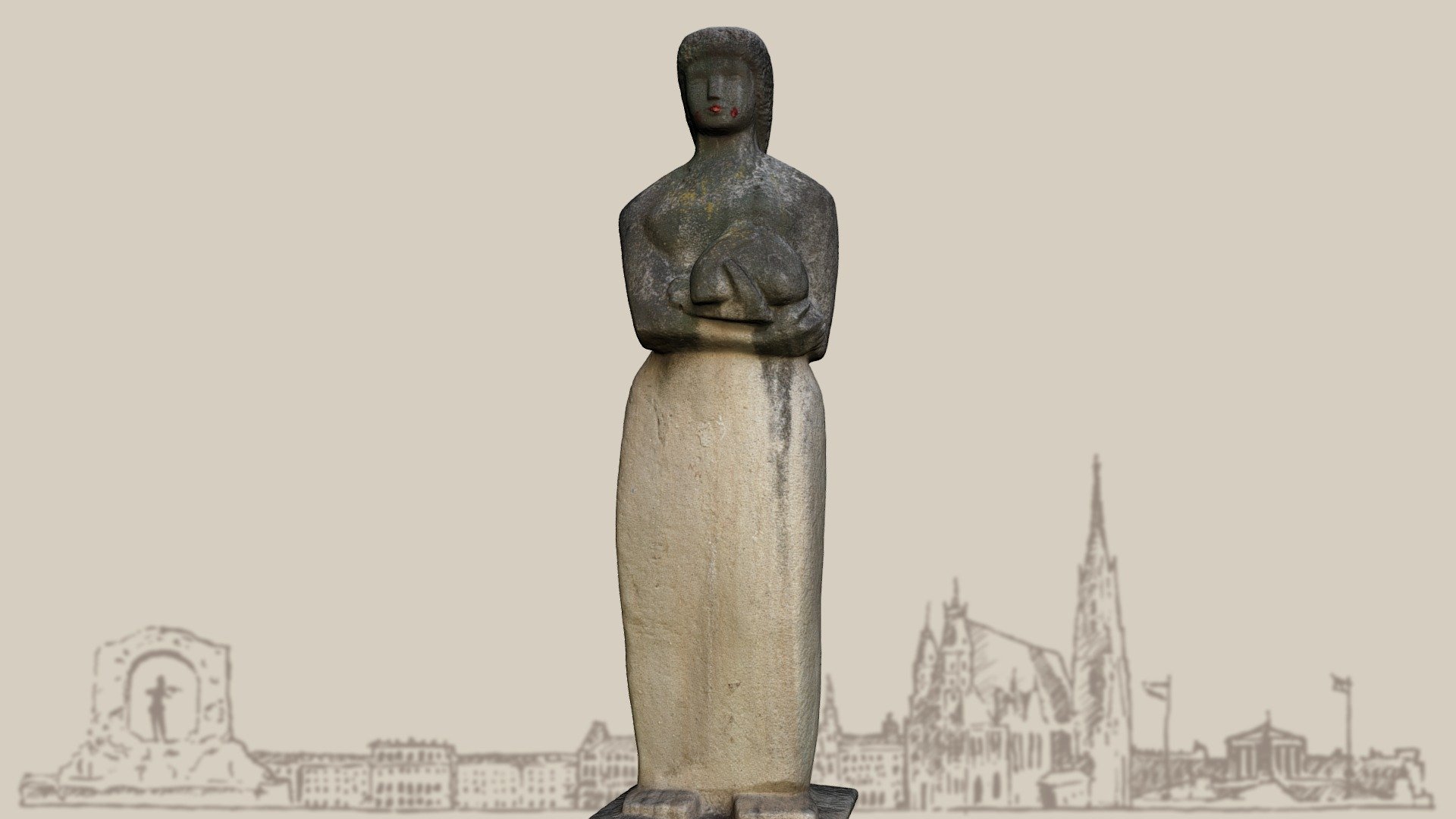 Weibliche Figur mit Hasen
