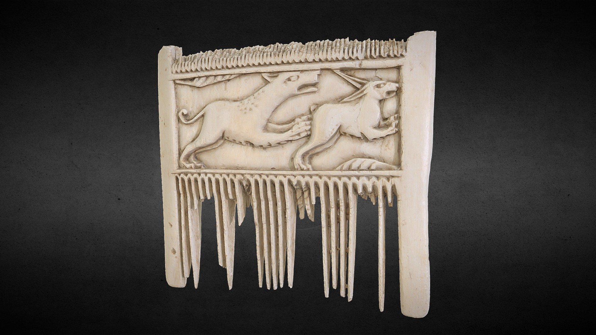 077 Doppelkamm aus Elfenbein / Ivory double comb