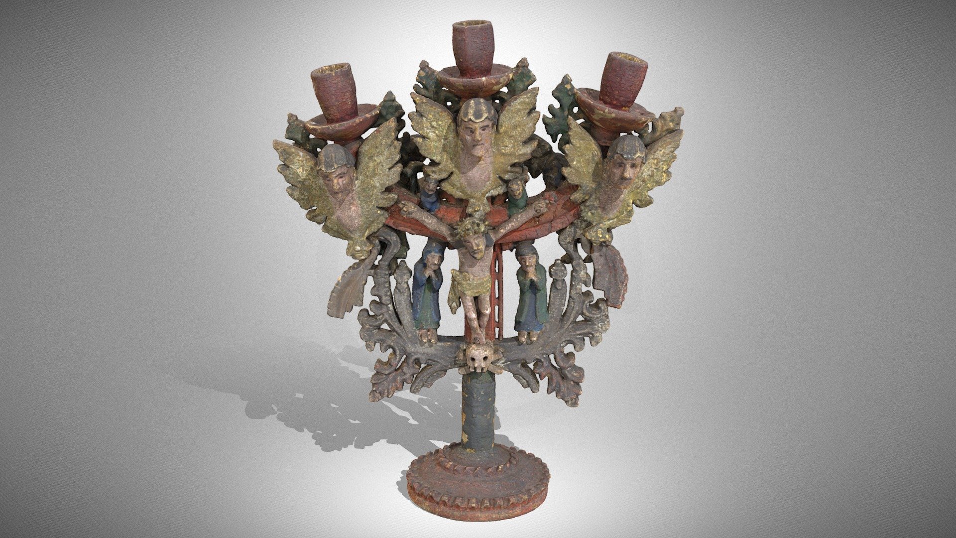 Candlestick with the Crucifixion and baptism