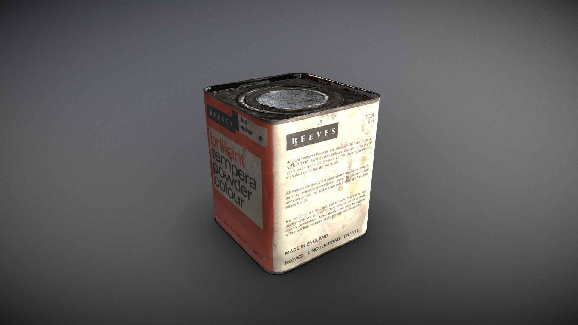 Reeves Powder Colour Vintage Tin Lowpoly