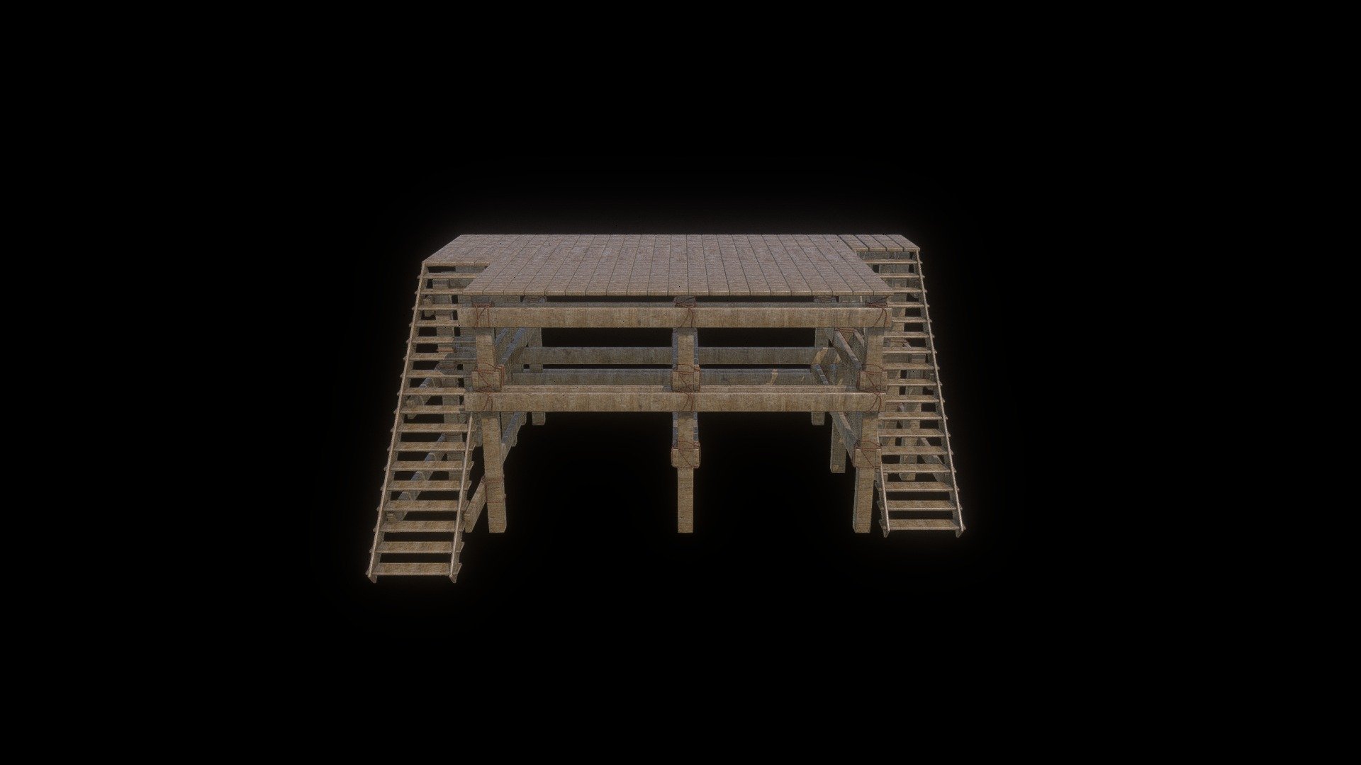 Medieval Platform Wood and Rope