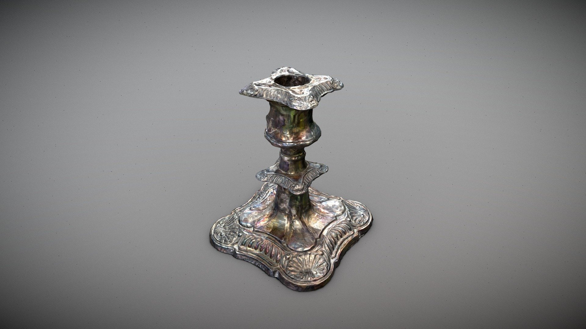 Silver Plate Candlestick Vintage Raw Scan