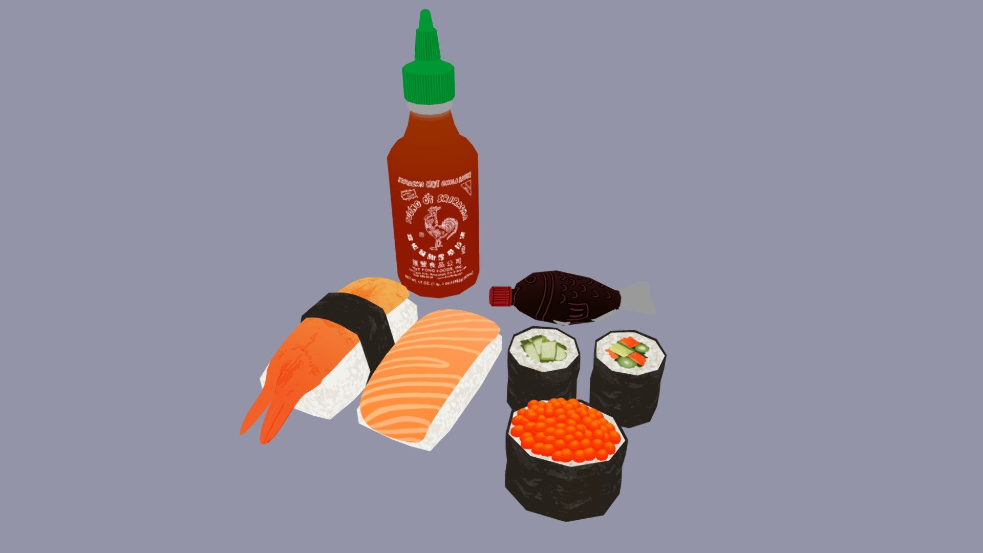 Low poly sushi set