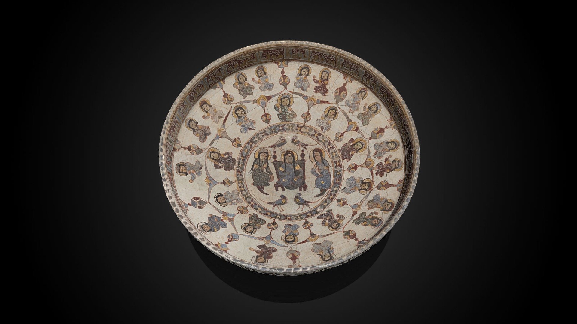 Mina'i bowl with a courtly scene, 12th-13th C CE