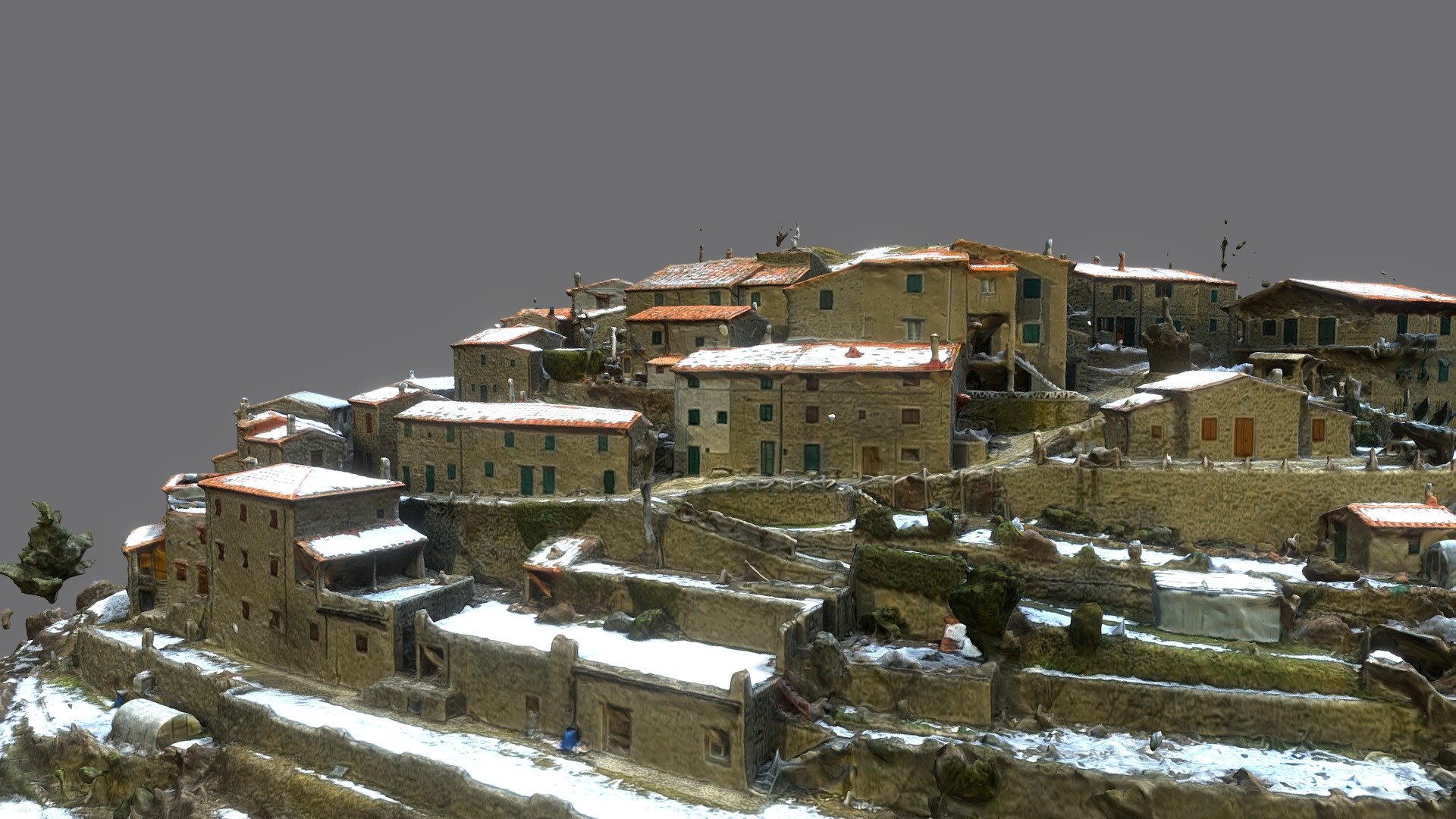 Anciolina: 3D Hilltop Village Scan, Snowy