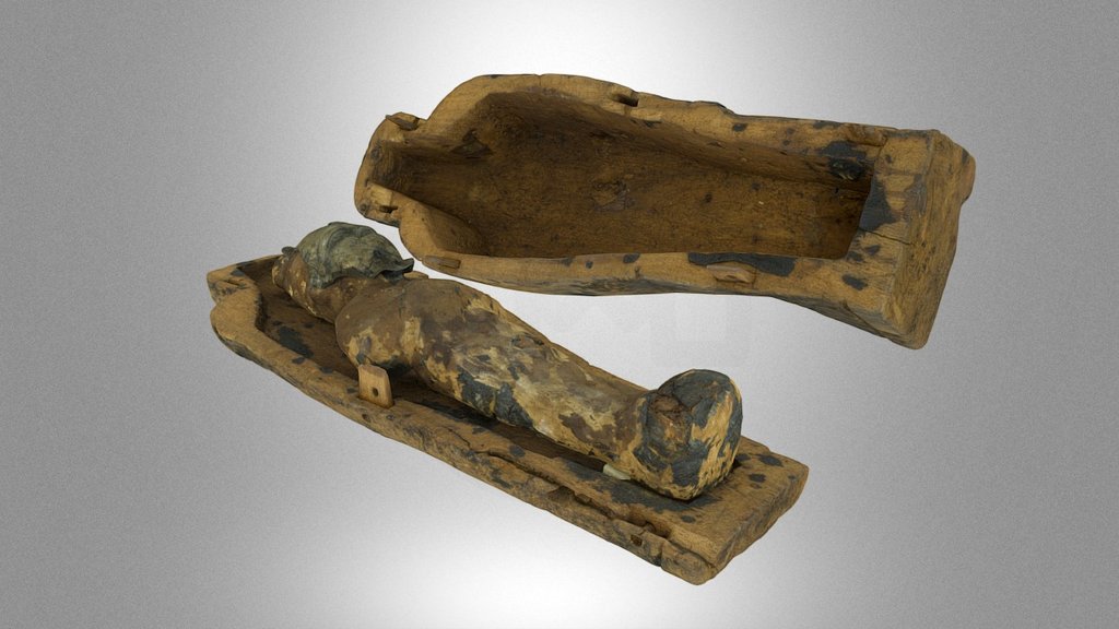 Corn-mummy with silver mask of Osiris