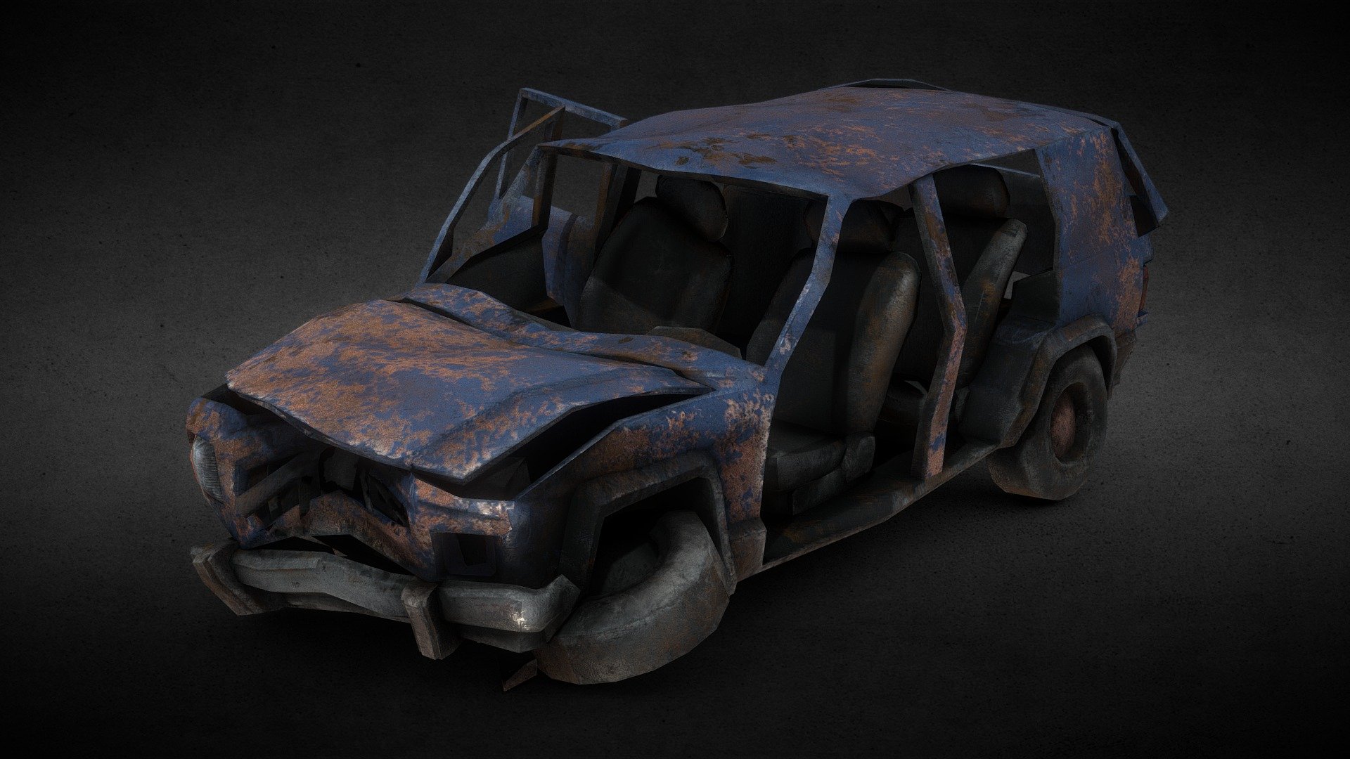Crashed Abandoned Car - Game Ready