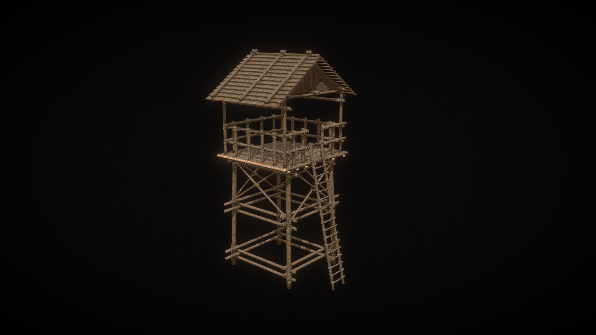Medieval Watch Tower  Wood with rope