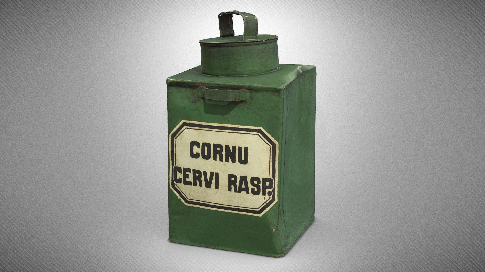 Pharmacy tin for powdered hartshorn