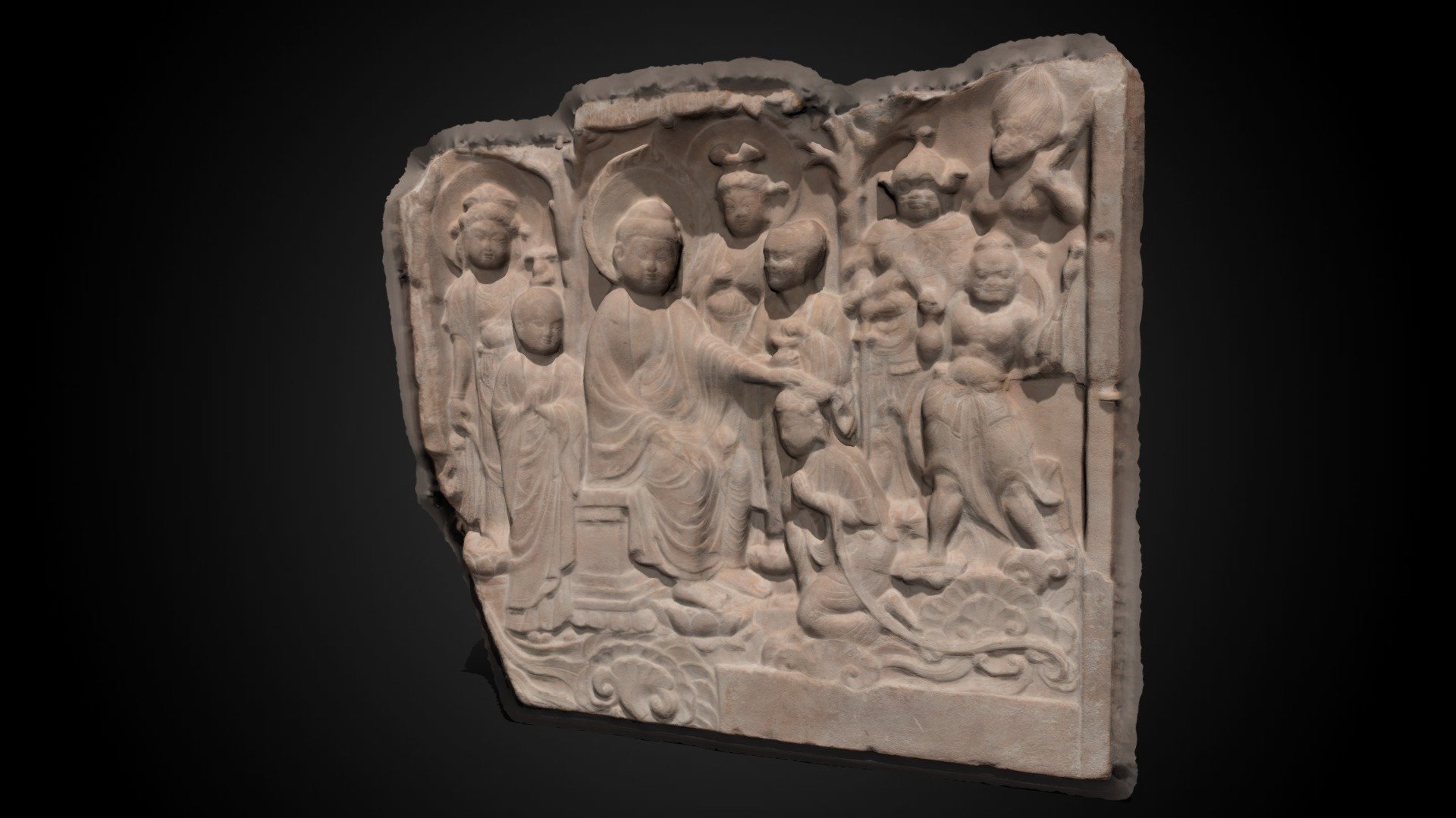 Buddha Stroking the Head of a Follower, 8th C CE