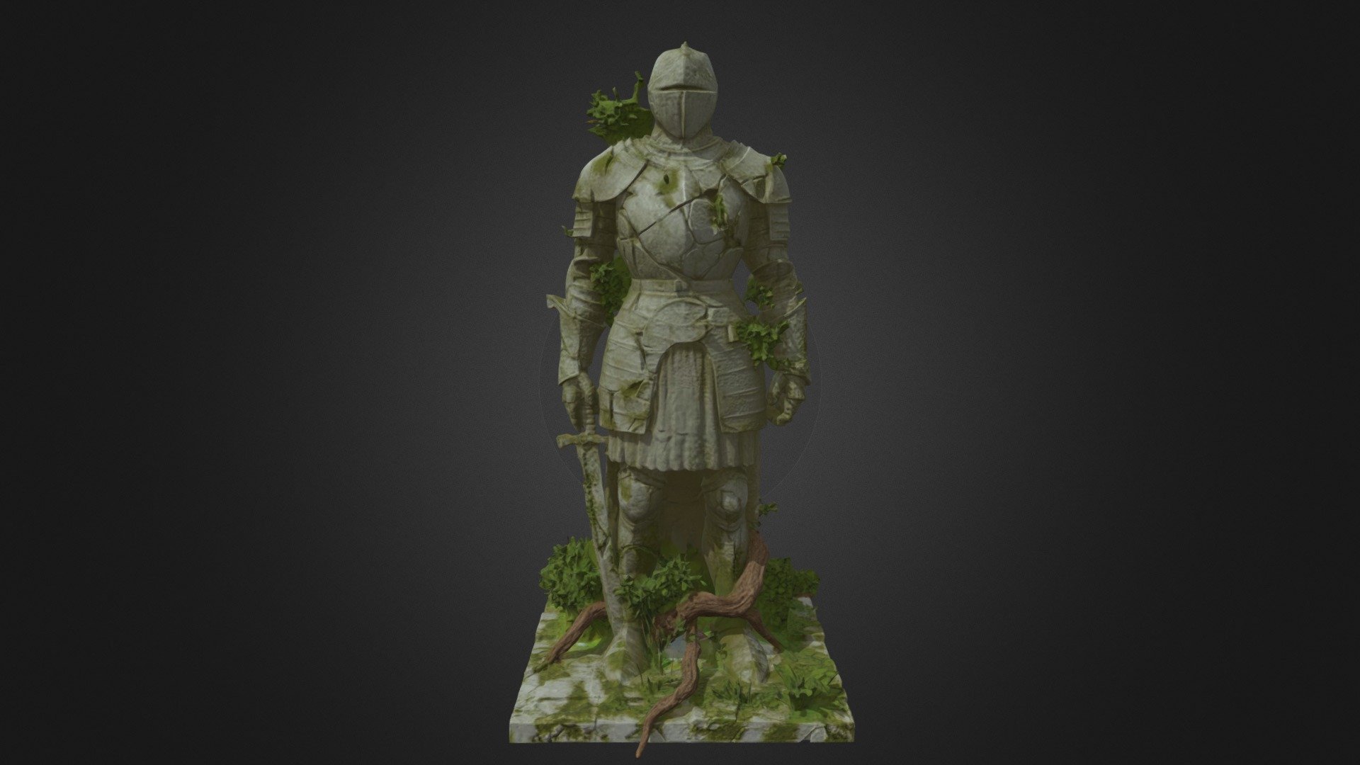 Ancient broken Nature-Taken Knight Statue