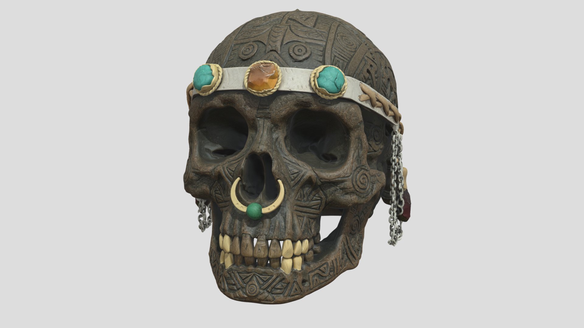 Tribal Skull with Primitive Jewelry