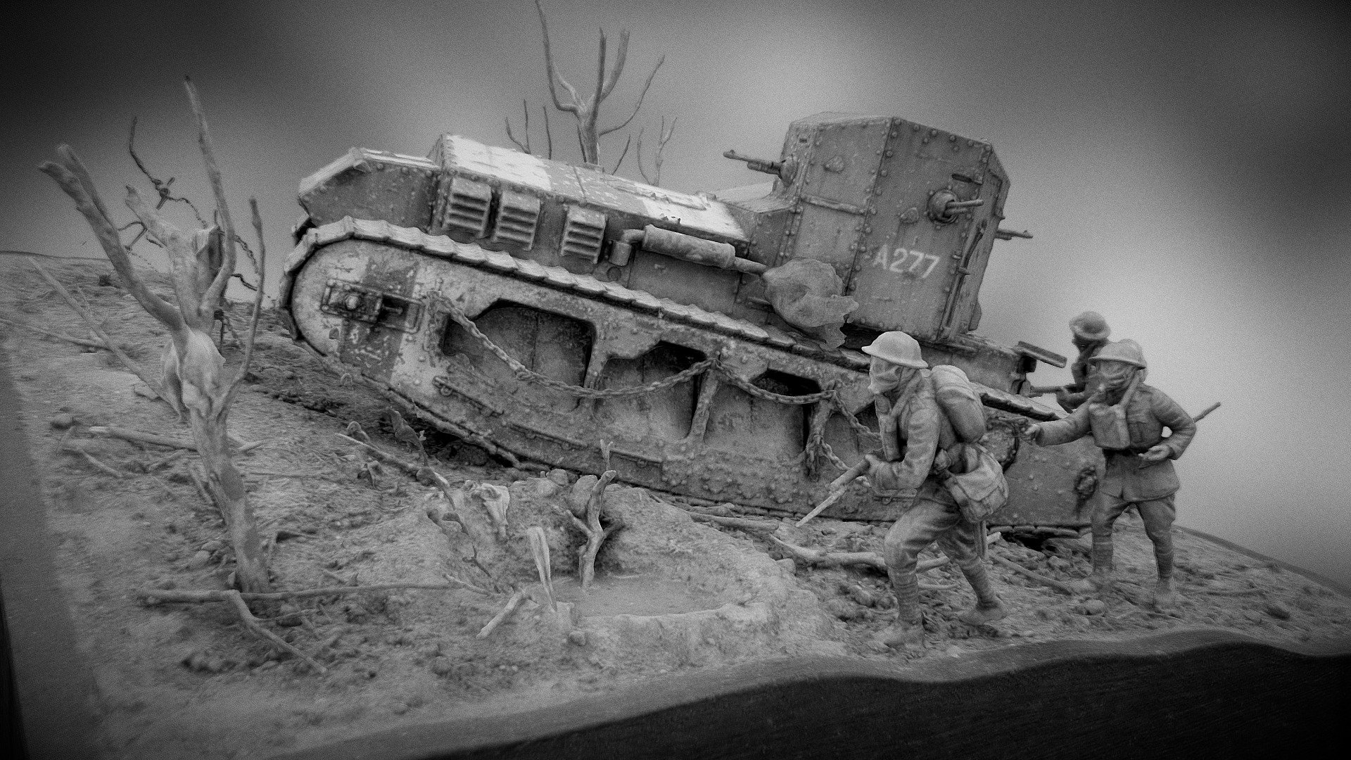 Whippet WW1 tank diorama