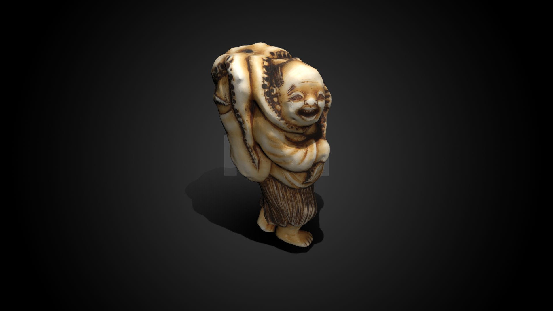 Netsuke - fisherman and octopus by Kosen