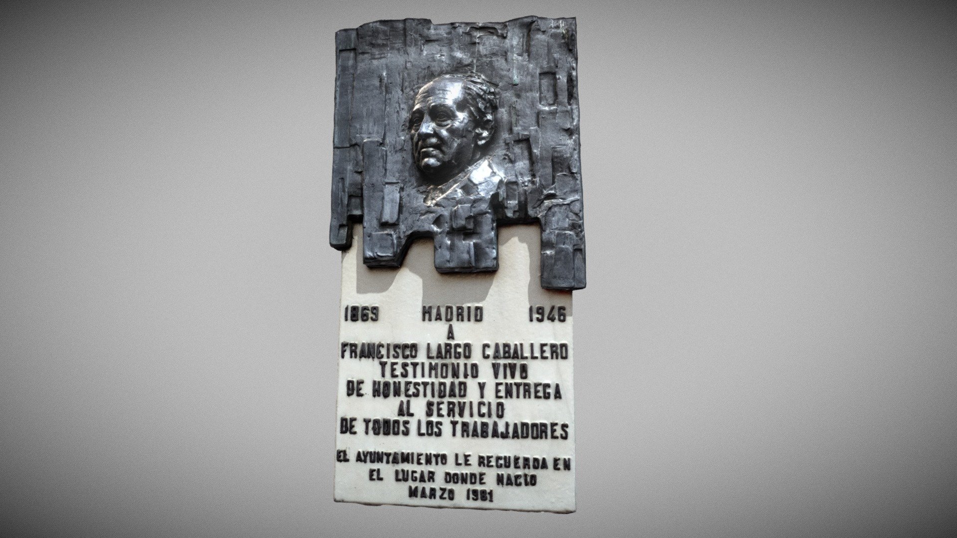 Placa en honor a Largo Caballero (1981), J. Noja