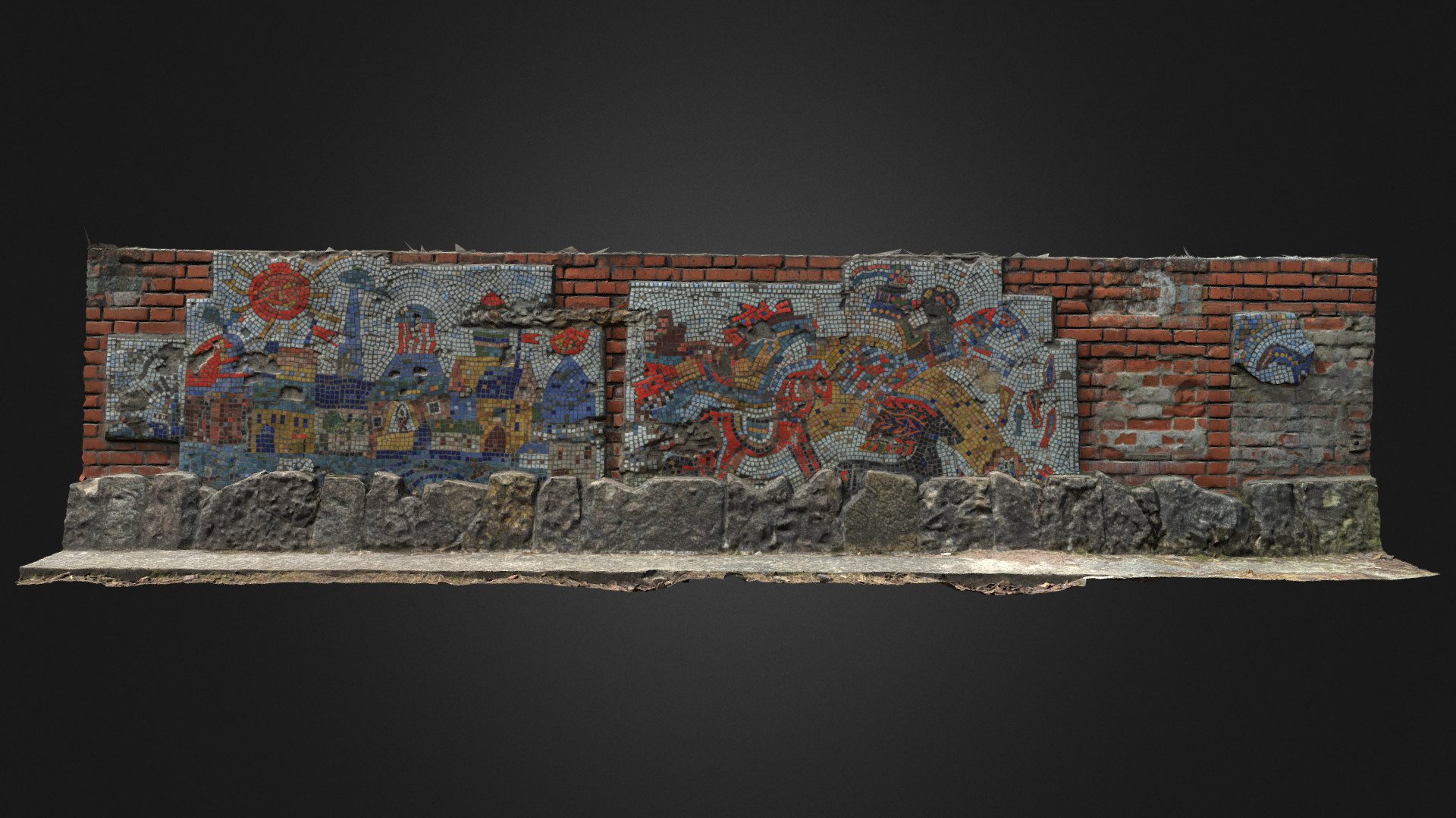Mosaic covered wall 1