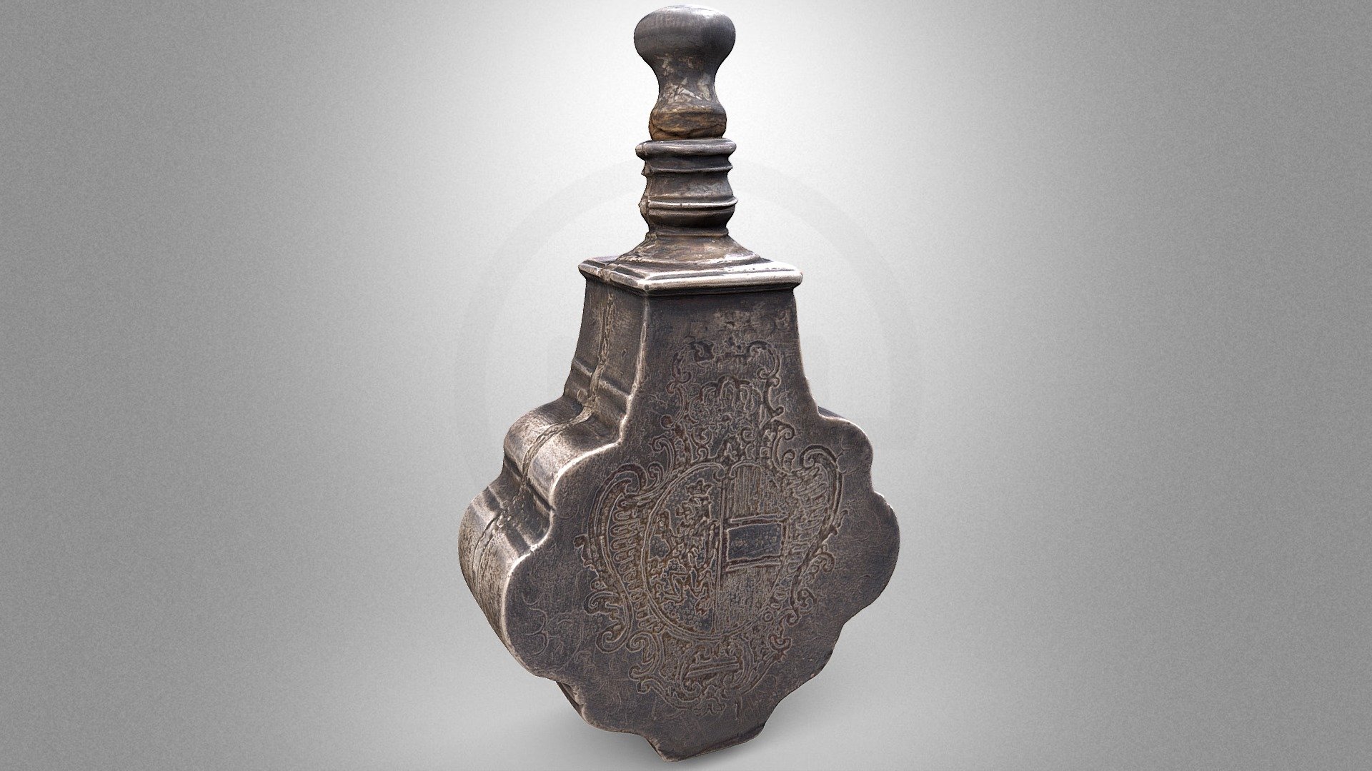 Silver bottle with an engraving
