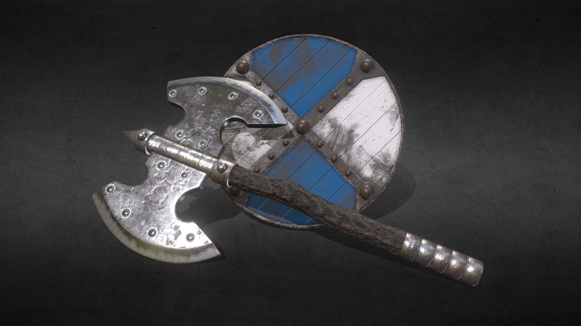Viking axe and shield