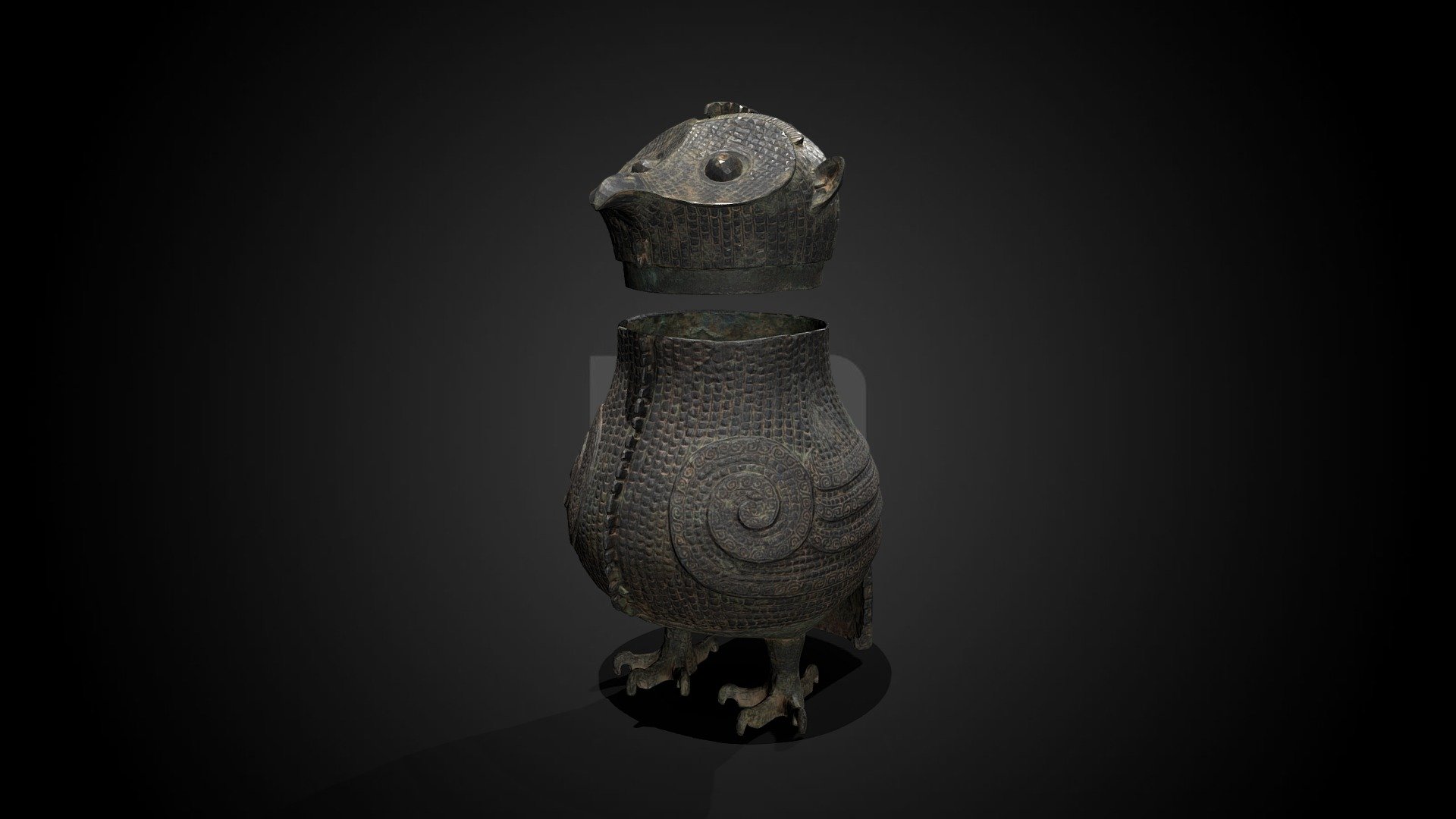 Annotated owl-shaped zun vessel, 13th-12th C BCE