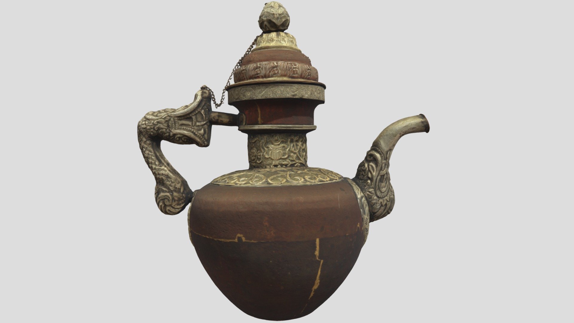 Tibetan Copper Lidded Wine/Tea Pot