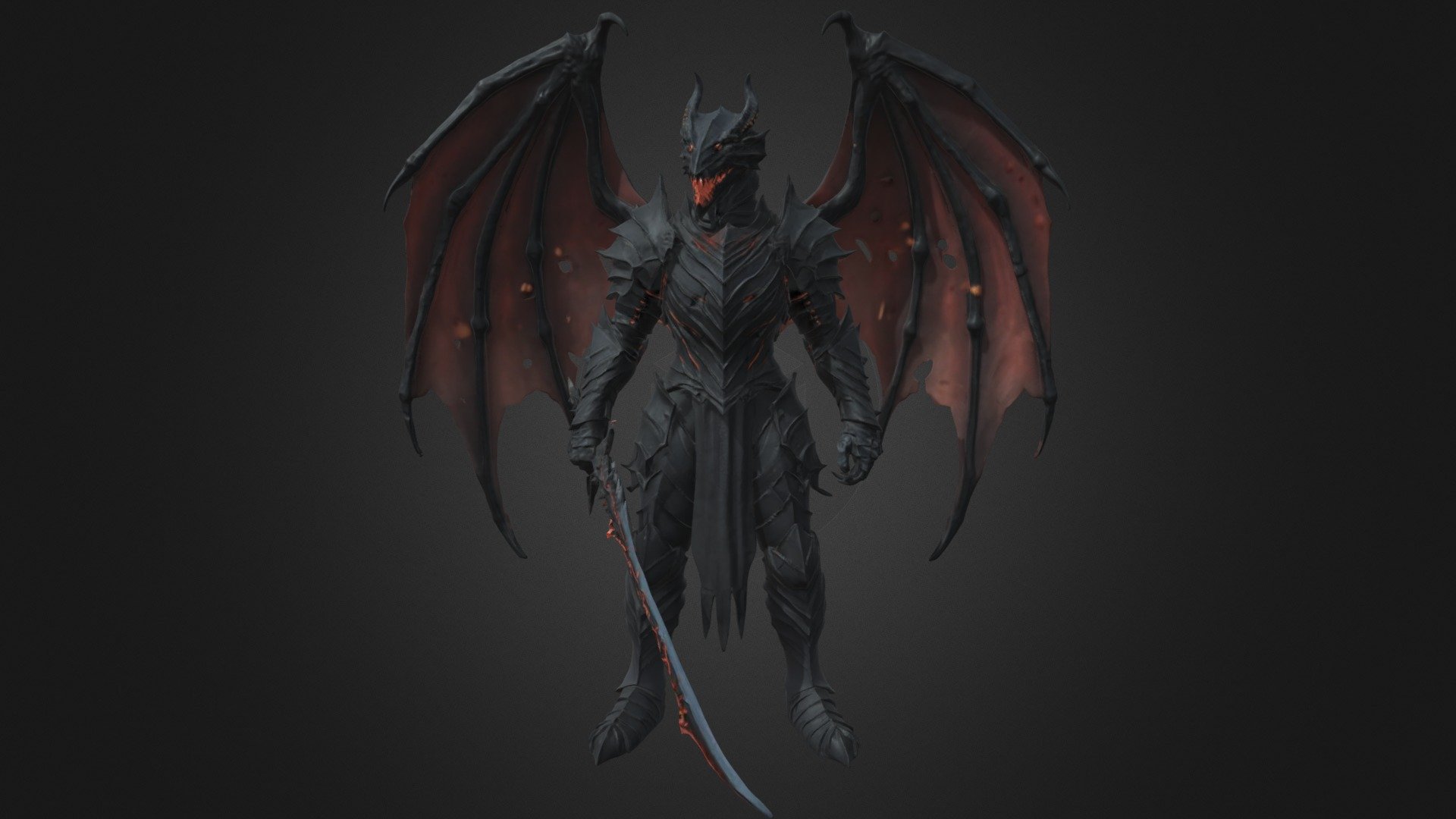 Dark Dragon Knight with Wings & Blade