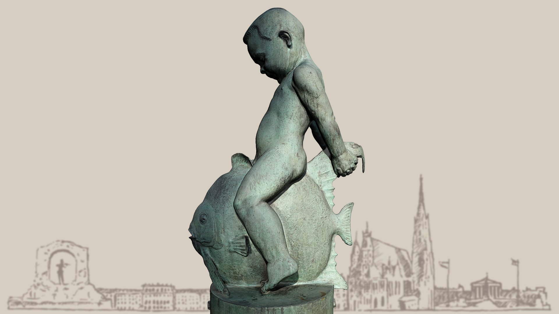 Putto auf Fisch