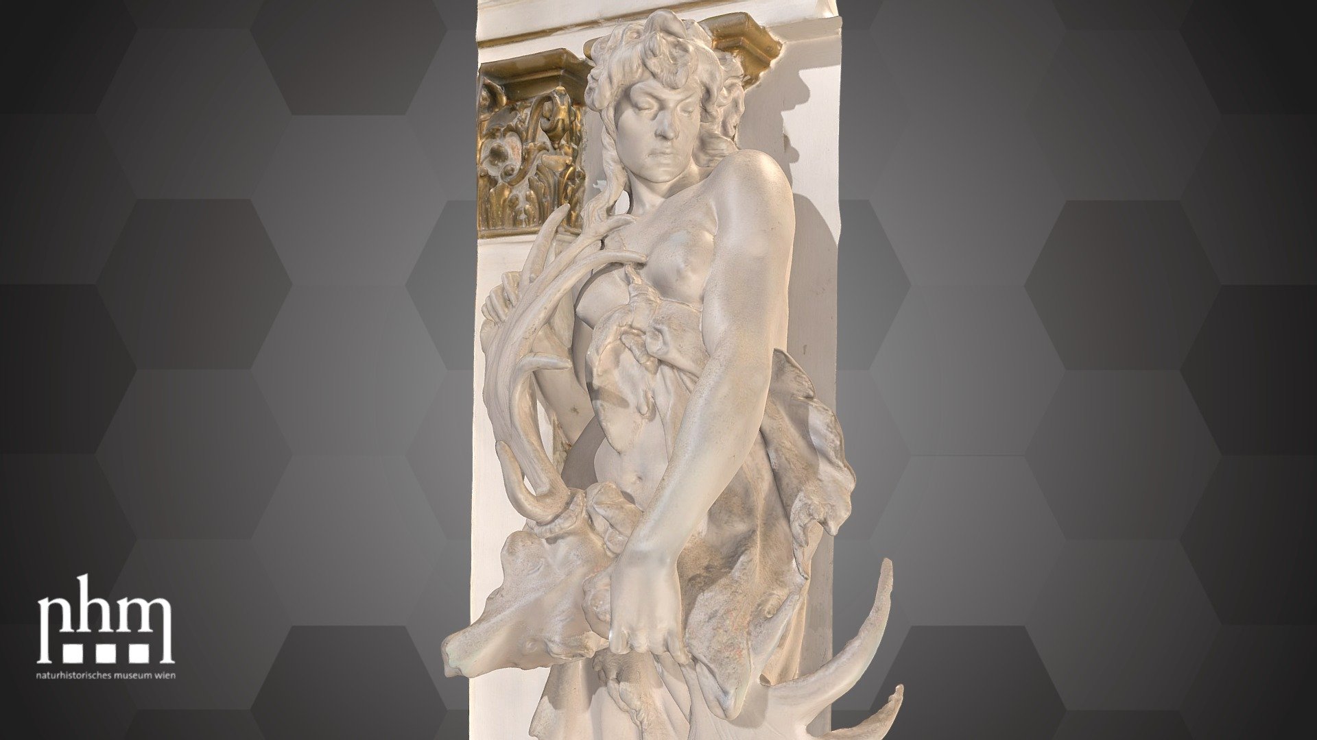 Figure Holding a Giant Deer Skull