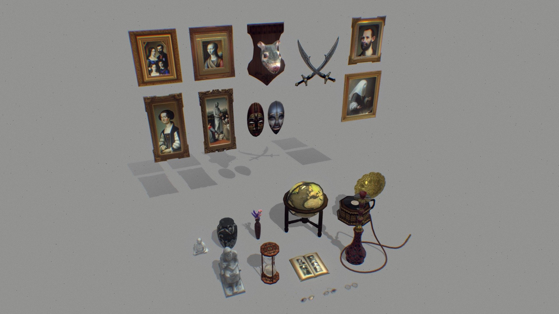Lowpoly victorian props with customizable PSD