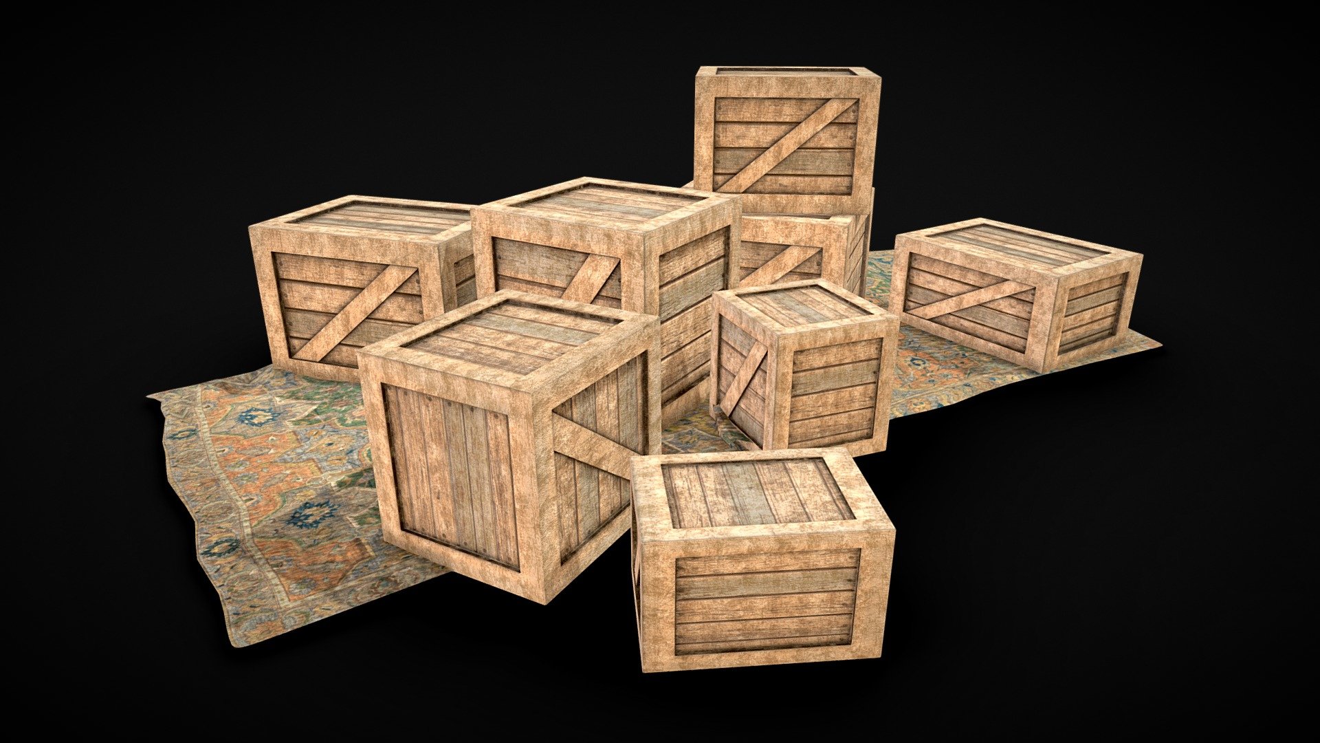 Medieval Market/ Rug and Crates