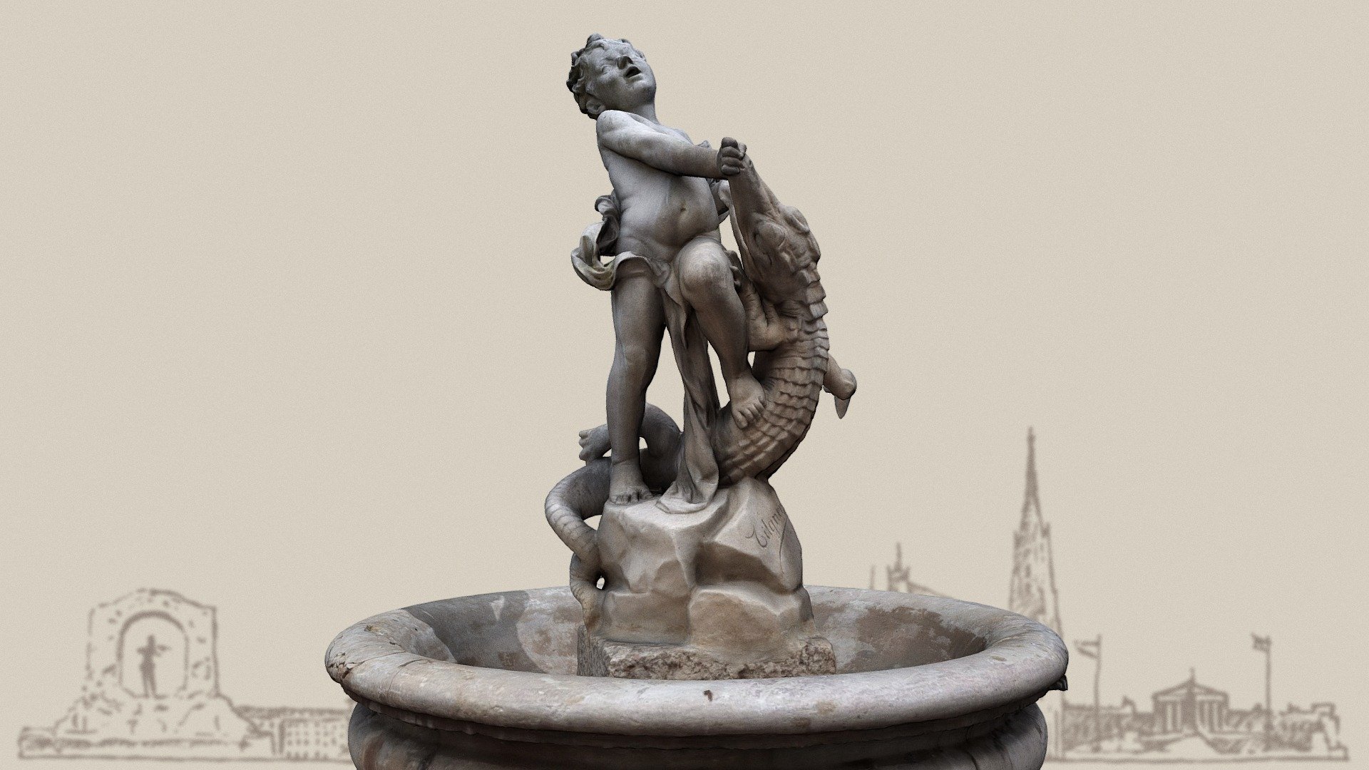 Putto mit Krokodil