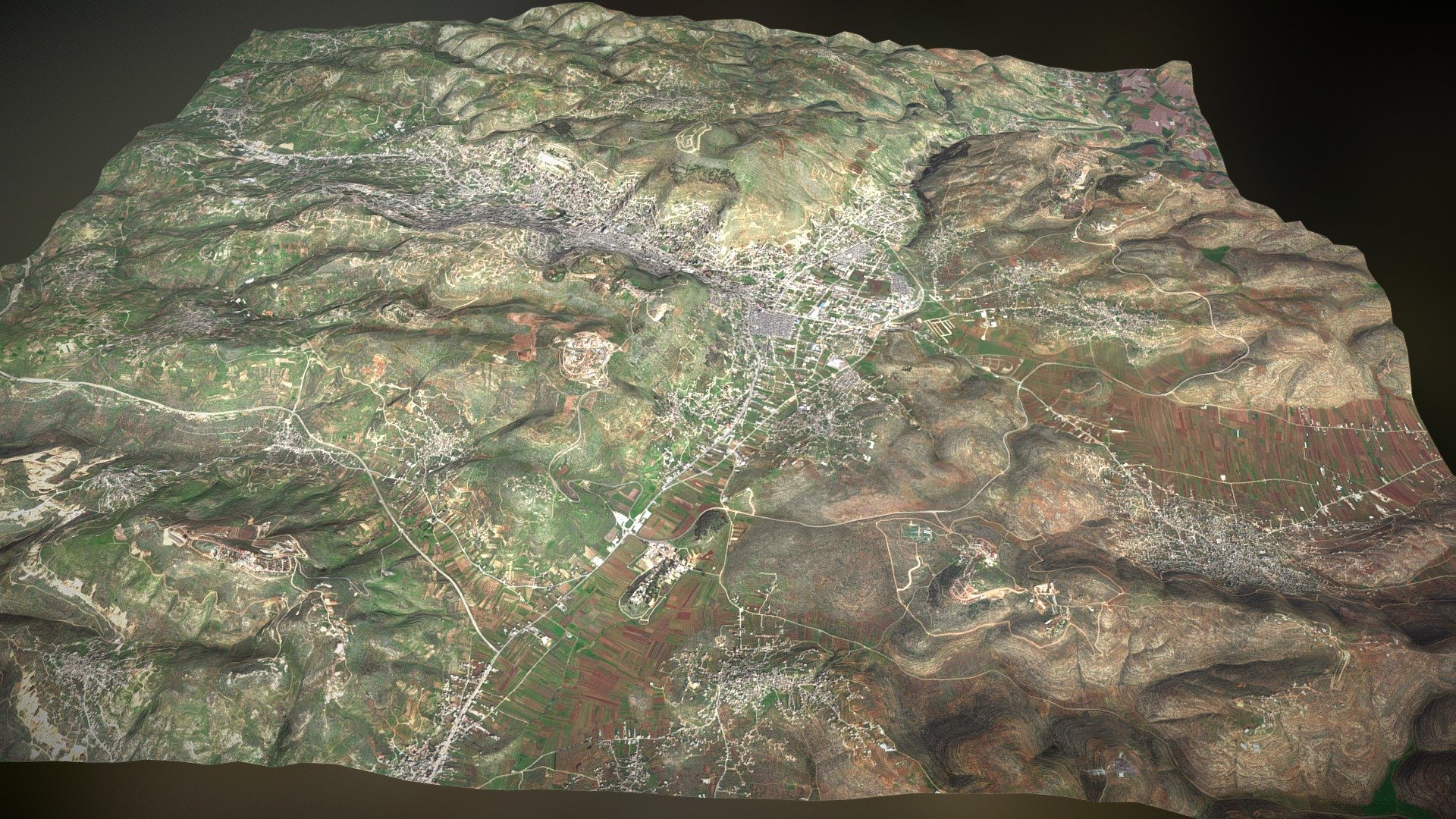 Shechem, Israel - 3D Terrain Map