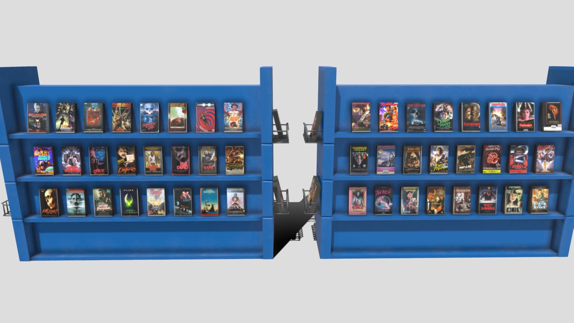VHS Rack with Horror & Sci-Fi Classics 🎥👻