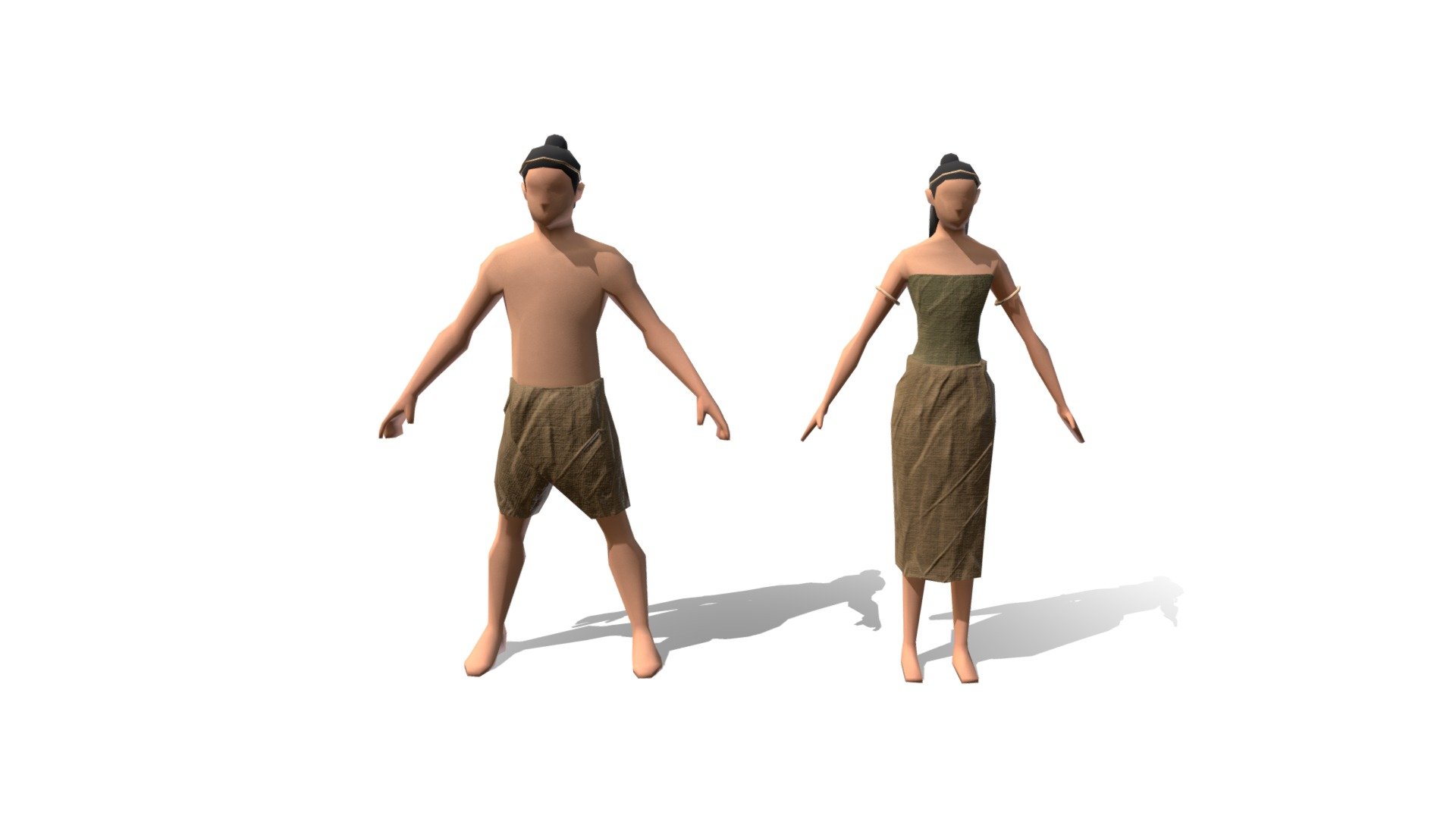 Low Poly Traditional Indonesian Locals NPC