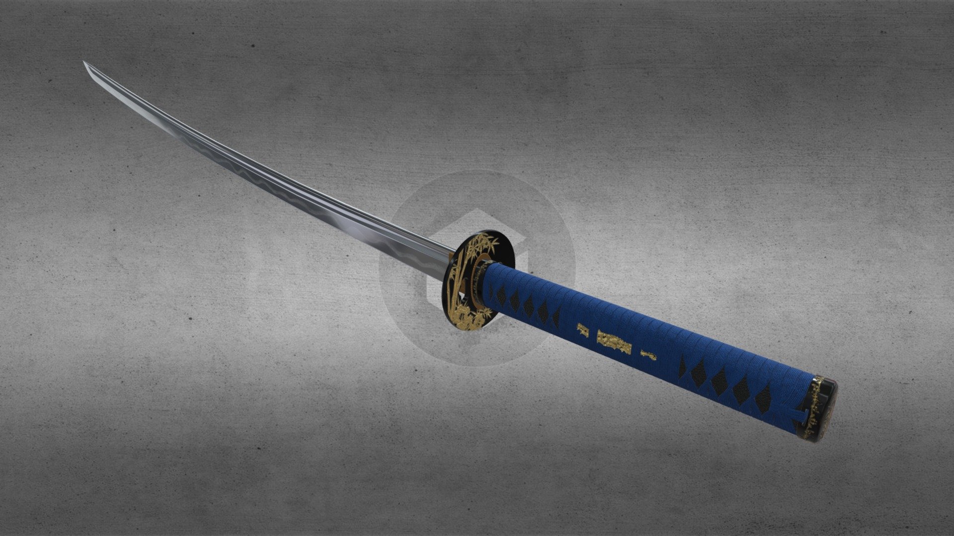 Blue and Gold Bamboo Katana