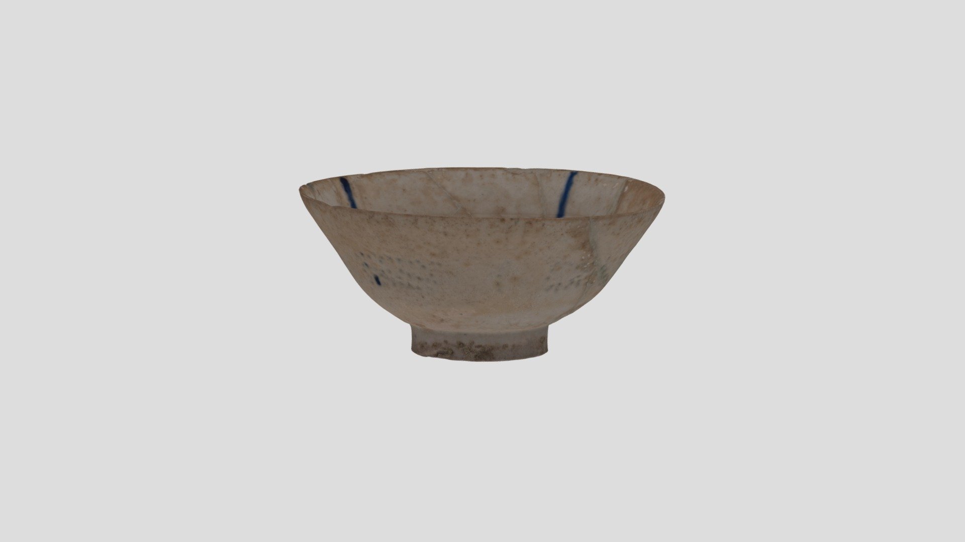 透明釉中藍彩刻線文鉢　bowl