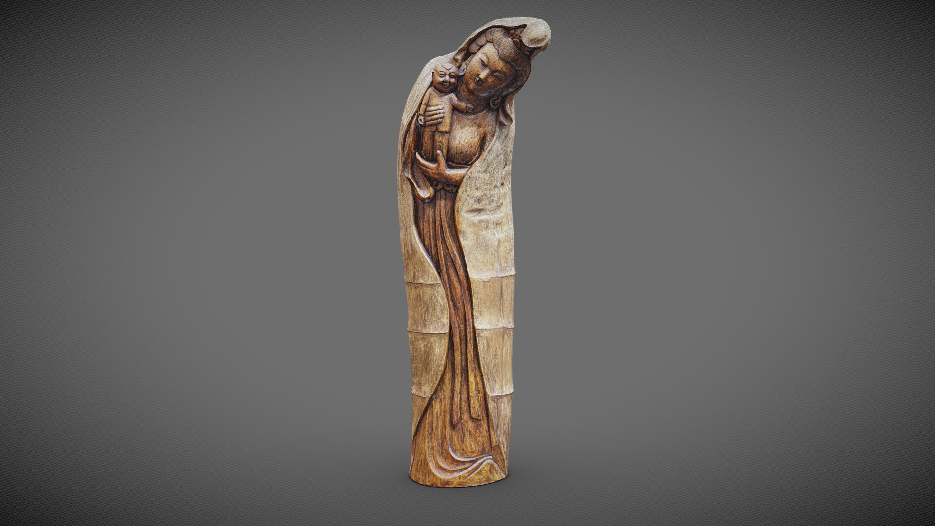 送子娘娘 Songzi Niangniang 竹根雕 Bamboo root Carving