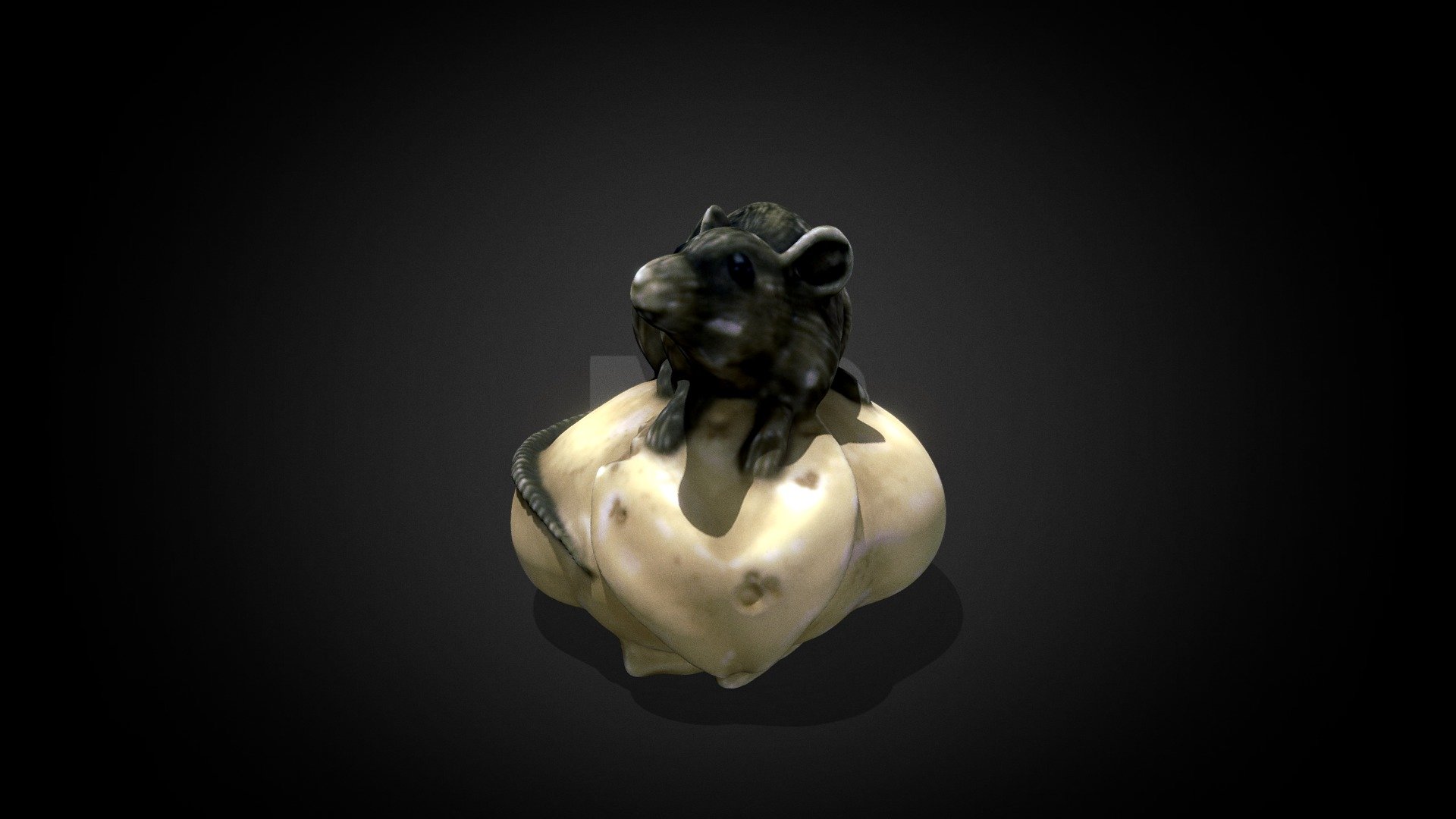 Rat on persimmon netsuke by Nobuyuki
