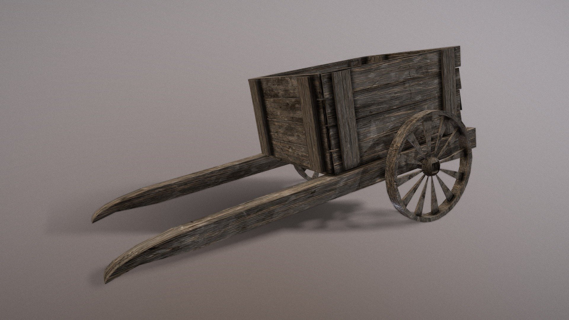 Lowpoly Medieval Wooden Cart