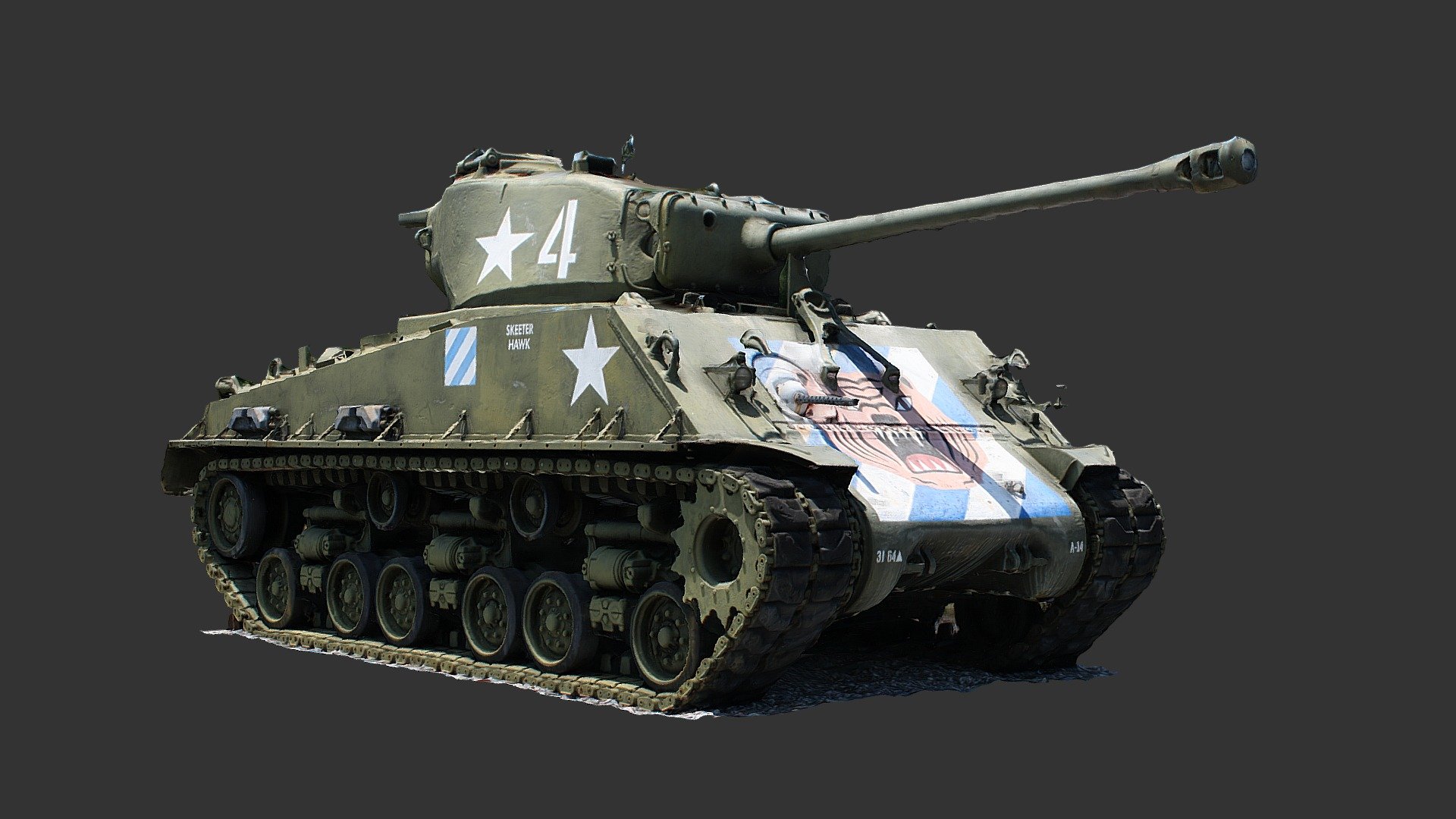M4A3E8 Sherman Tank (Raw Scan)