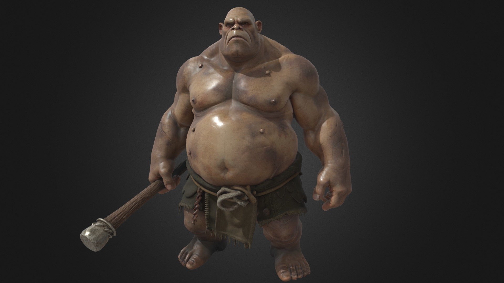 Giant Scarred Troll with Wooden Club