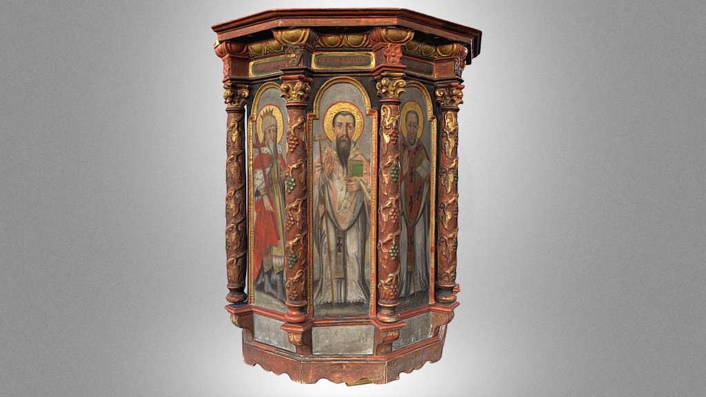 Pulpit with images of the Holy Fathers