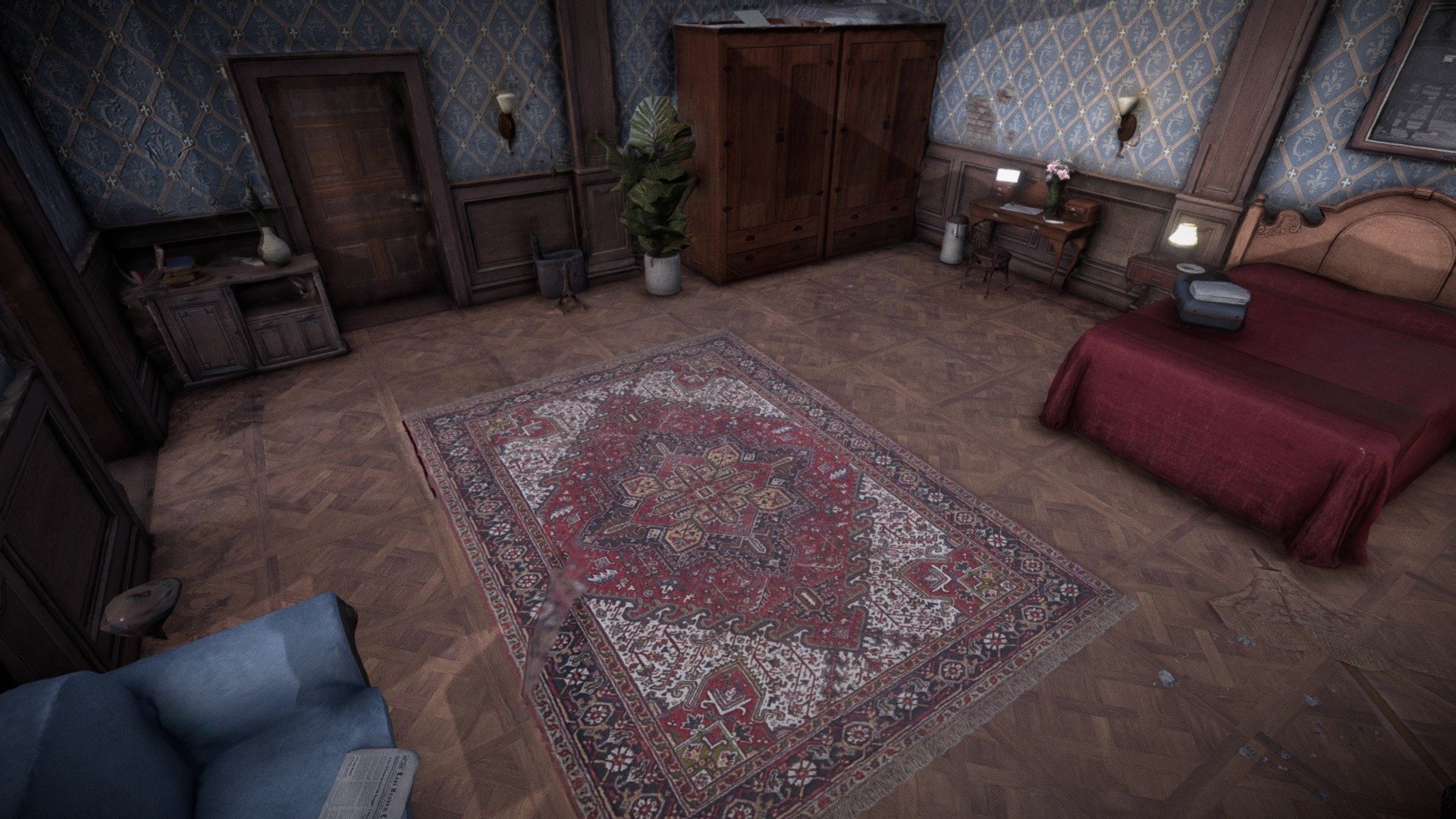 Vintage hotel room photoscan
