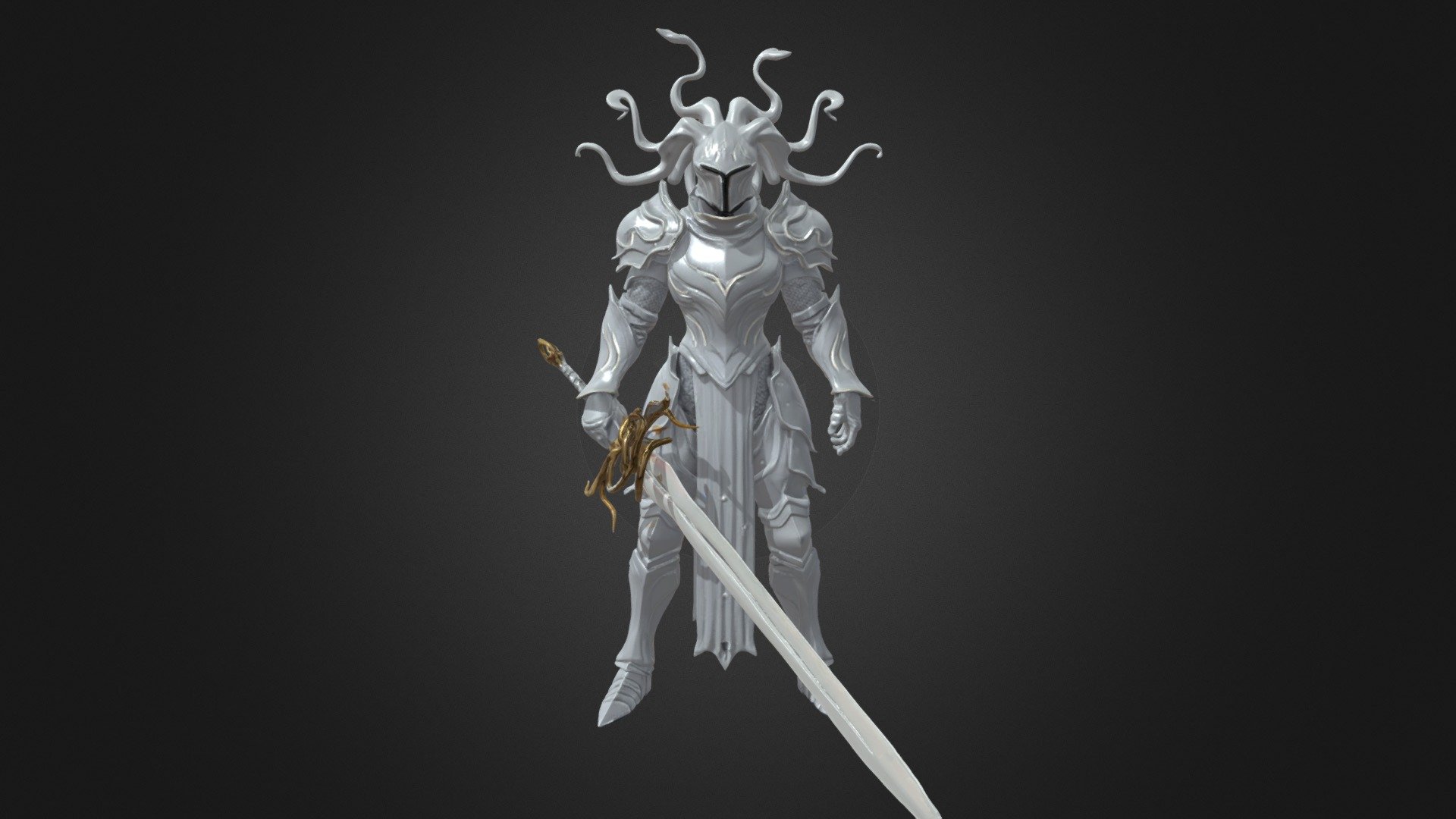 White Medusa Knight | Golden Sword Mythical