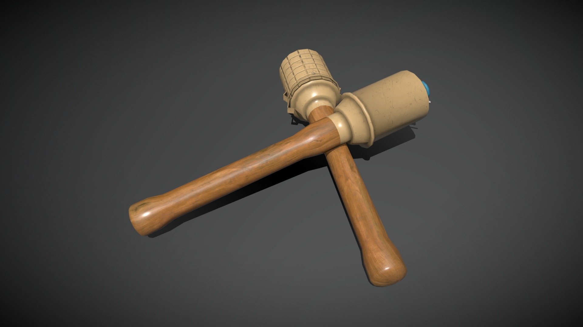 Low-poly M43 Stielhandgranate with Fragmentation
