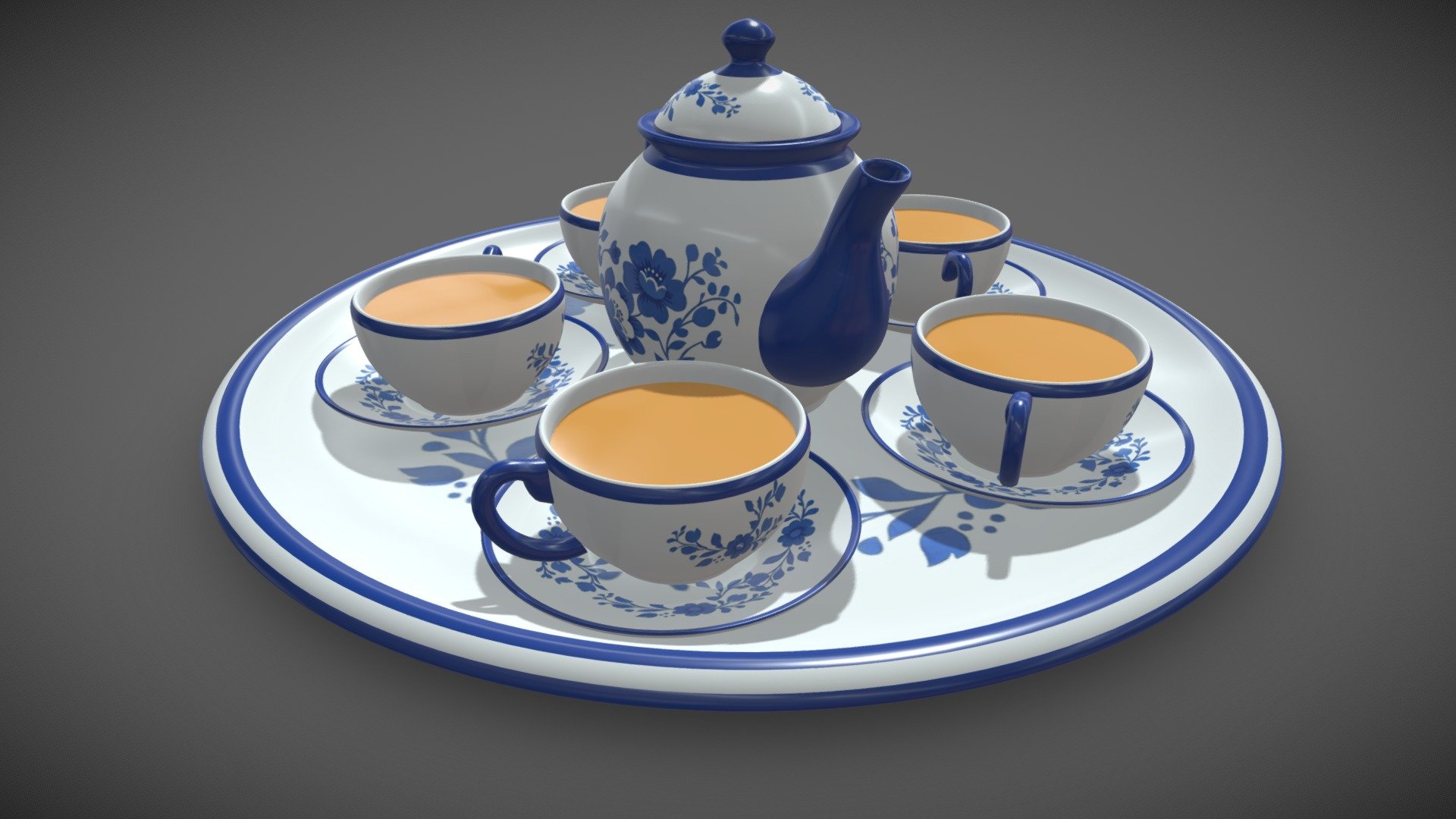 Teapot and Cups, Teapot set 3D model