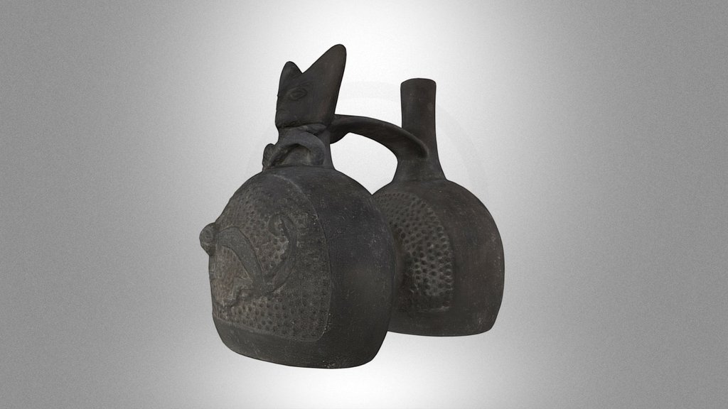 A vessel with an anthropomorphic bust on th cast