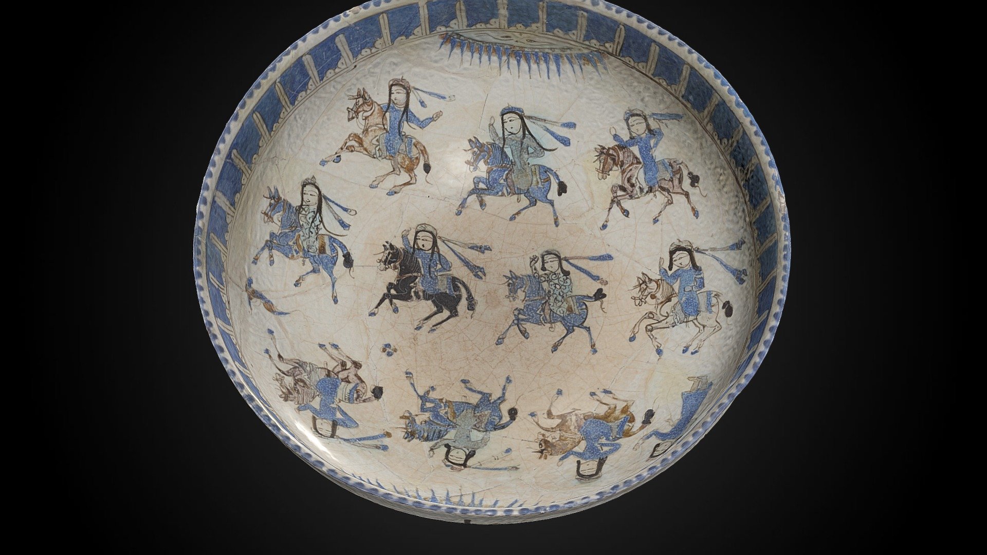 Mina’i ware ‘Bowl Depicting Ladies on Horseback'